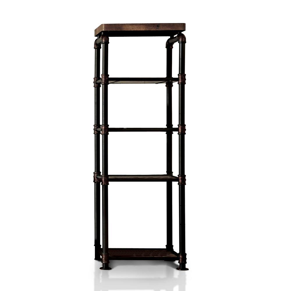 Antique Black Metal 5-Shelf Etagere Bookcase R159990