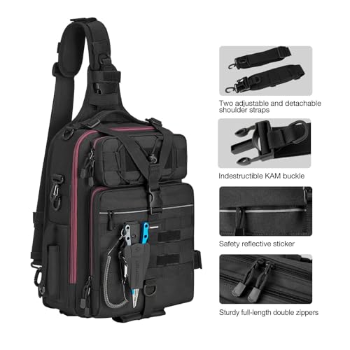 Lightweight Sling Fishing Tackle Bag with Rod & Gear Holder O68080