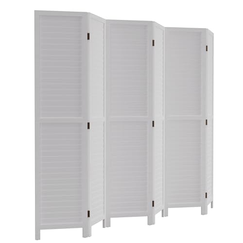 White 6 Panel Wood Room Divider L3690