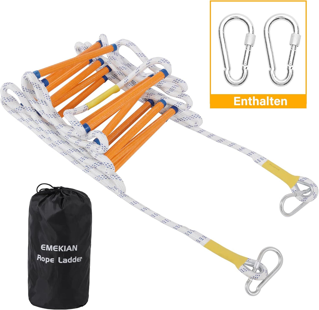 Emergency Fire Escape Ladder Flame Resistant Safety Extension Rope Ladder with 2 Hooks, 2M / 6.6FT A39847