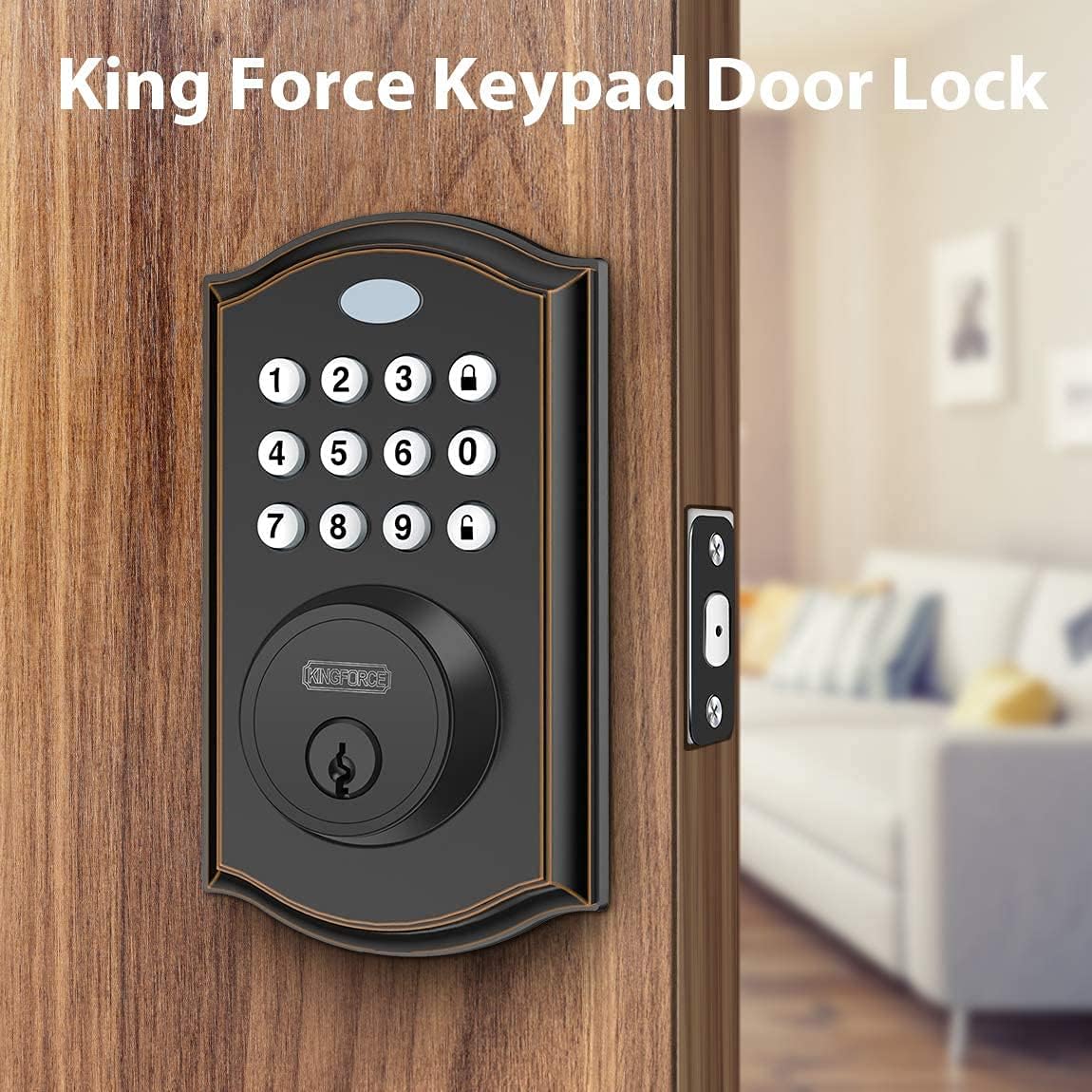 Keypad Deadbolt Lock, Keyless Entry Door Lock, Electronic Deadbolt, Black, Pack of 2 W868315