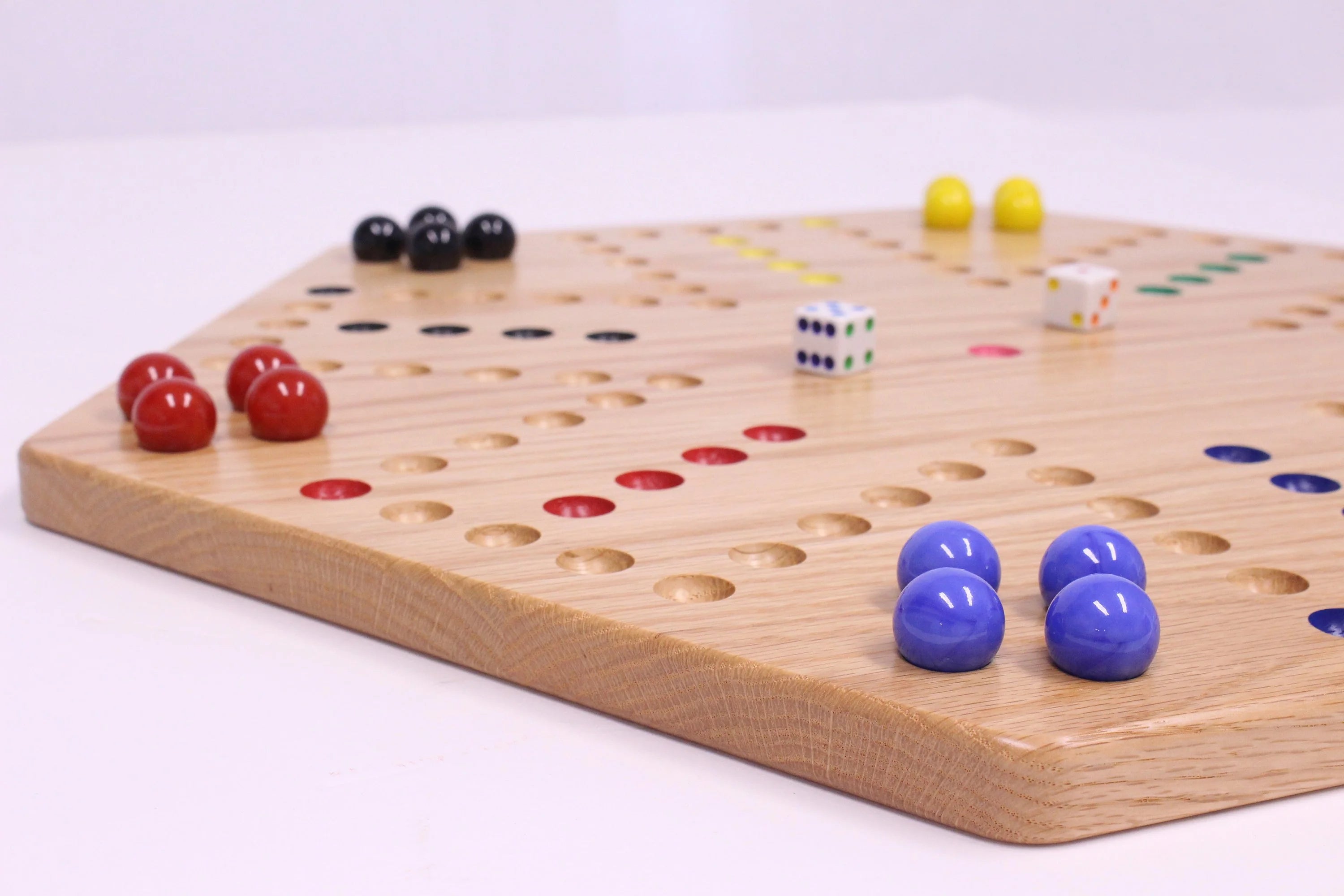 Large 24" Wooden Hand-Painted Aggravation Board Game with 22mm Marbles and Dice N281219