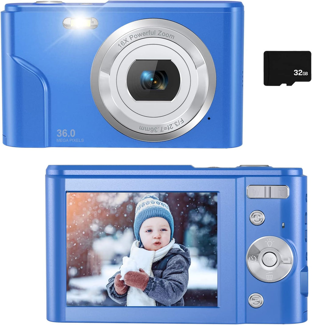 36MP Full HD 1080P Rechargeable Digital Camera with 32GB SD Card (Green) T5655