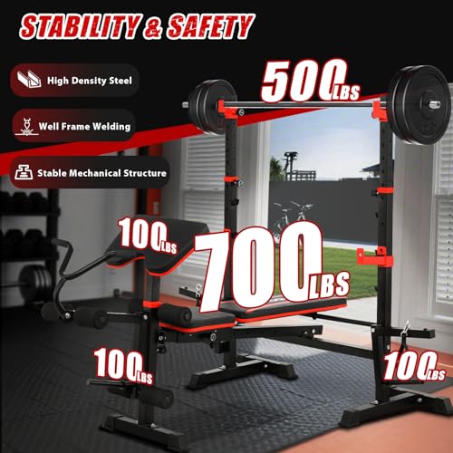 8 in 1 Olympic Weight Bench Set with Barbell Rack L17216