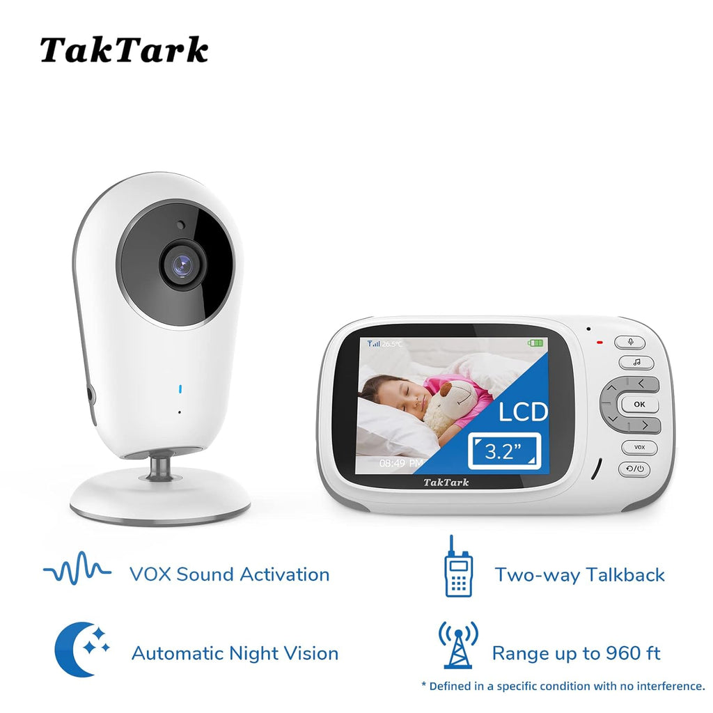 Baby Monitor with Camera and Audio, No WiFi, Infrared Night Vision, Pack of 2 Z112828