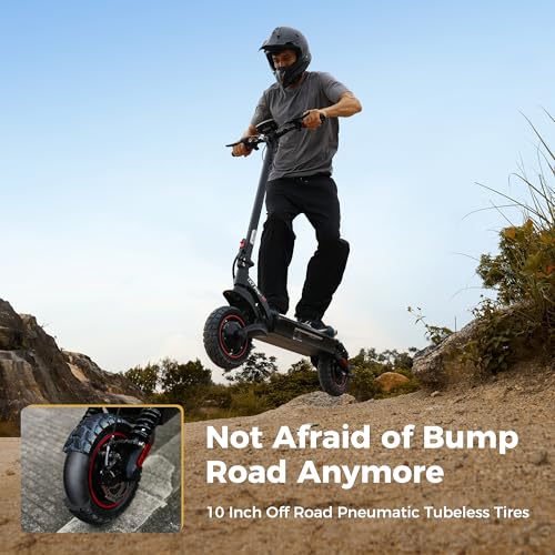 Electric Scooter with 50 Miles Long Range, 38 MPH Top Speed, 12" Offroad Pneumatic Tire W356984