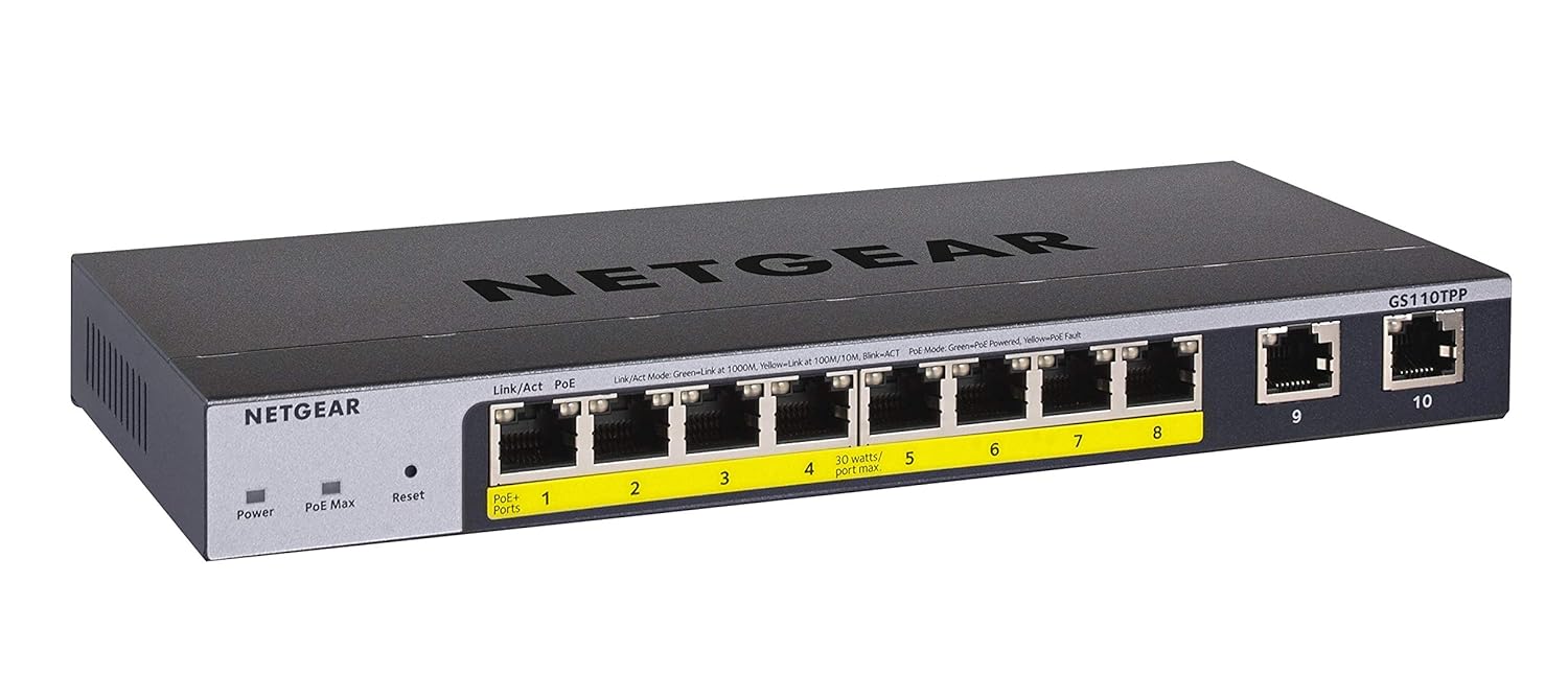 10-Port Gigabit Ethernet Smart Managed Pro PoE Switch with 8 x PoE+ 120W Y110723