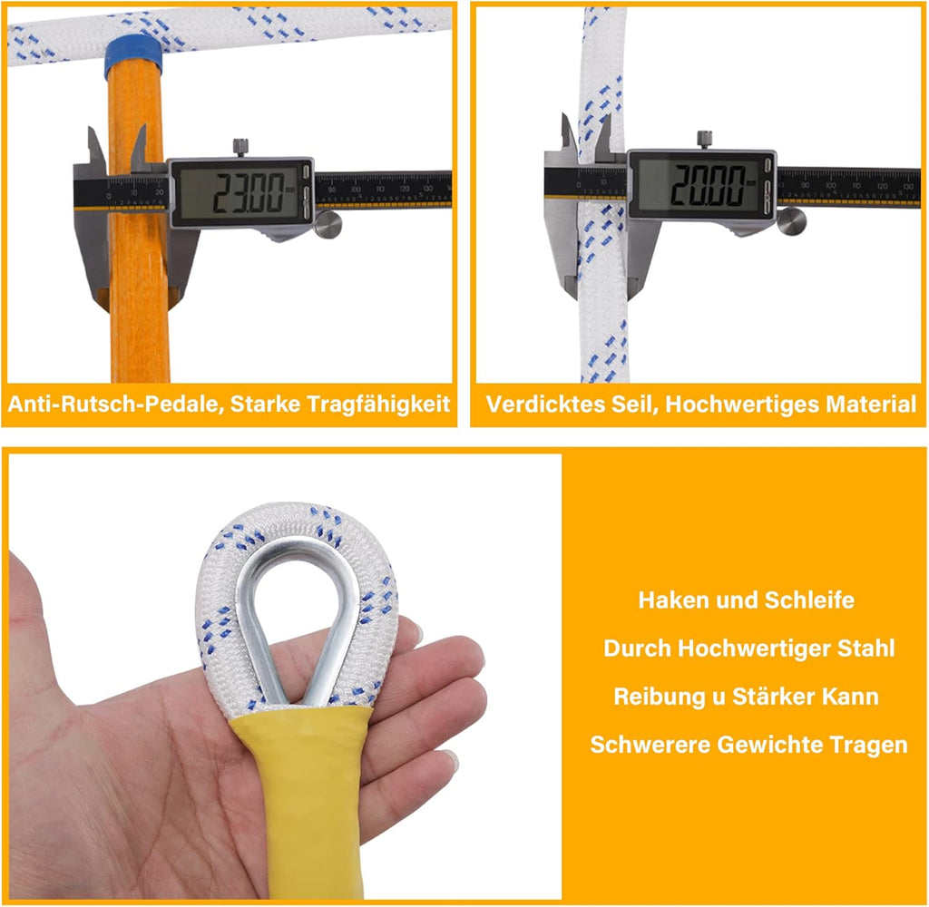 Emergency Fire Escape Ladder Flame Resistant Safety Extension Rope Ladder with 2 Hooks, 2M / 6.6FT A39847
