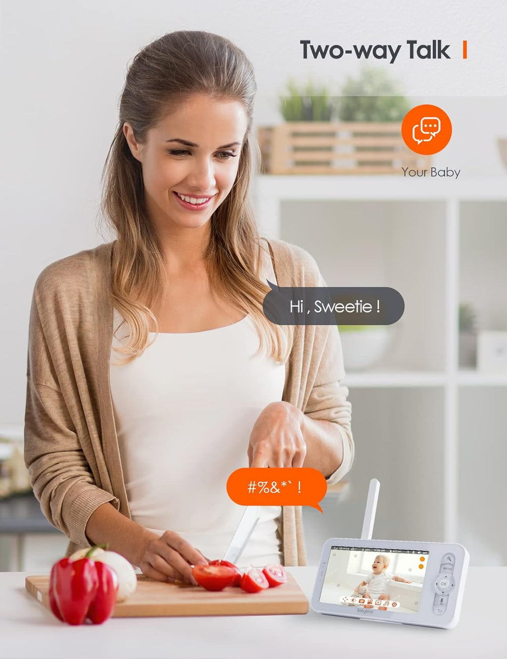 Video Baby Monitor with 1080P Pan/Tilt Camera and Infrared Night Vision Y9932