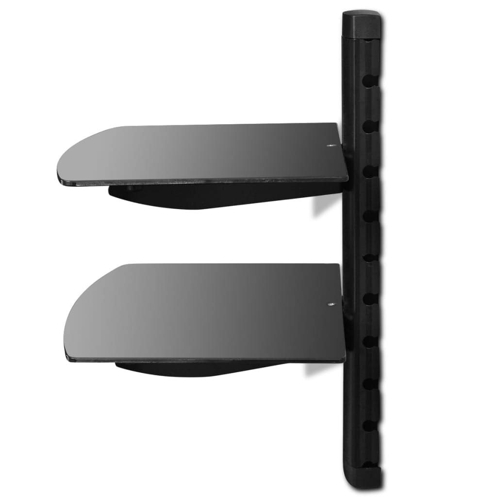 Black Wall Mounted Glass DVD Shelf D1688