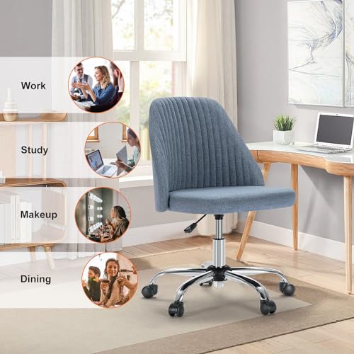 Armless Fabric Office Chair with Wheels Adjustable Swivel M6793
