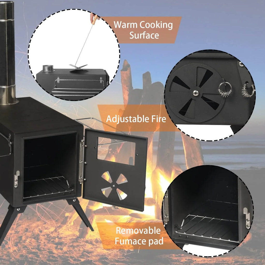 Camping Wood Stove with 7 Pipes M95743