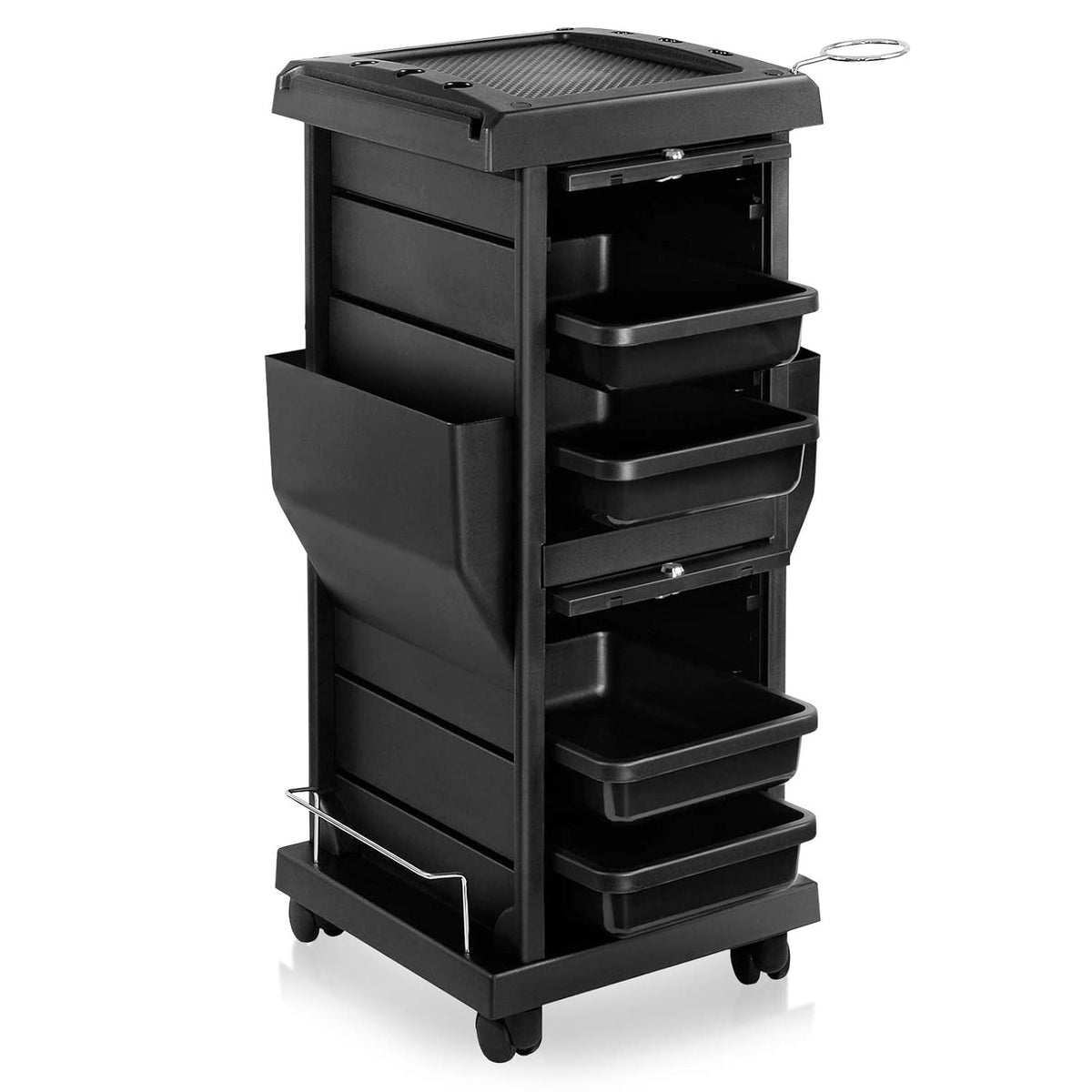 Black Locking Rolling Trolley Cart with Pockets G469814