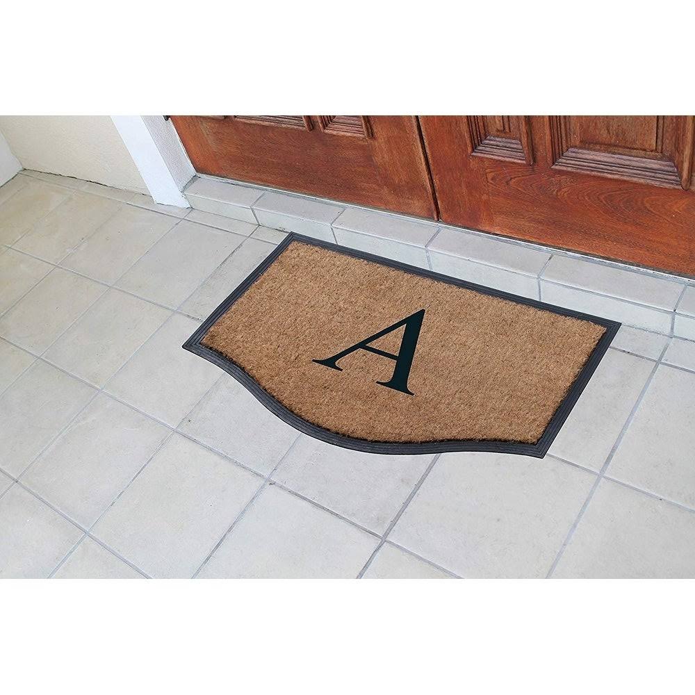 Black/Beige Rubber and Coir Non-Slip Extra Large Door Mat R876