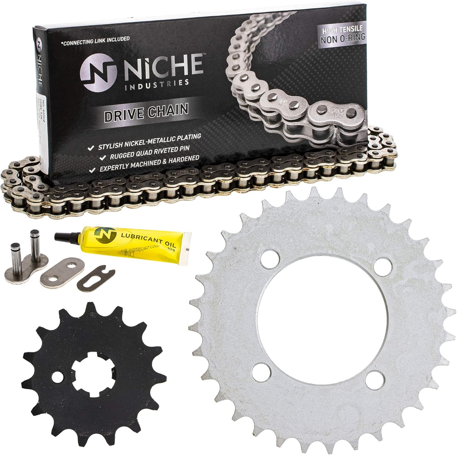 Drive Sprocket Chain Combo Front 15 Rear 32 Tooth 420HZ Standard 90 Links Pack of 2 H966564