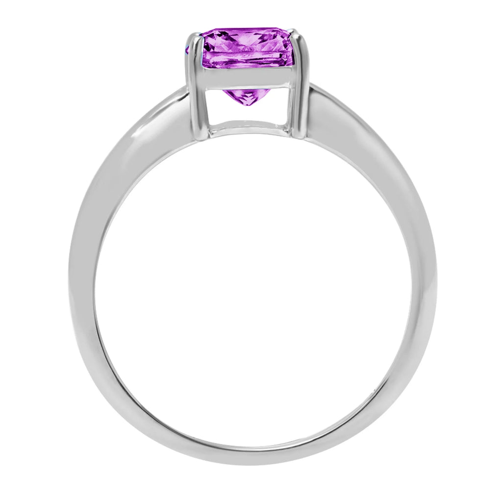 2.5ct Cushion Cut Simulated Alexandrite 18k White Gold Ring Size 3.75 V290