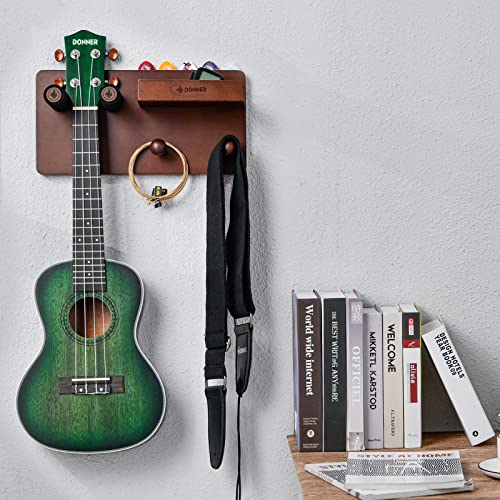 Wood Guitar Wall Mount Shelf with Pick Holder and 2 Hooks F984106
