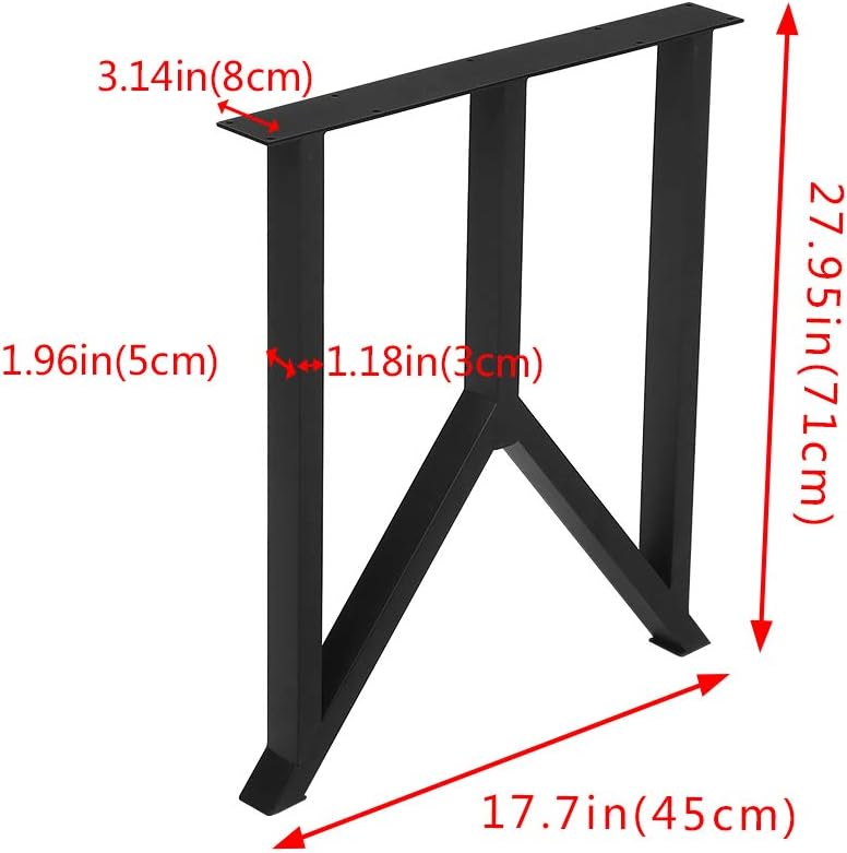 Black 28" Height 35" Wide Heavy Duty Metal Table Legs 2 PCS T1401