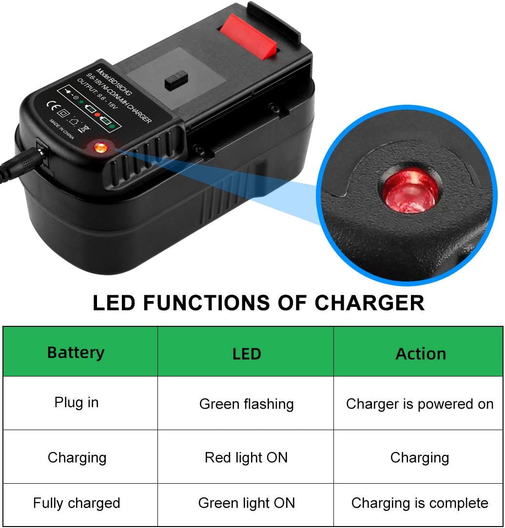 3500mAh HPB18 Replacement for Black and Decker 18 Volt Battery Ni-CD Pack of 2 G114909