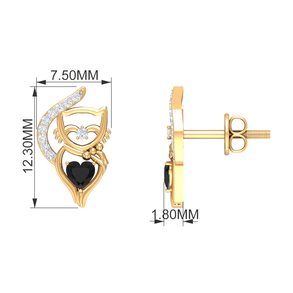 Black Diamond Stud Earrings, 925 Sterling Silver X175
