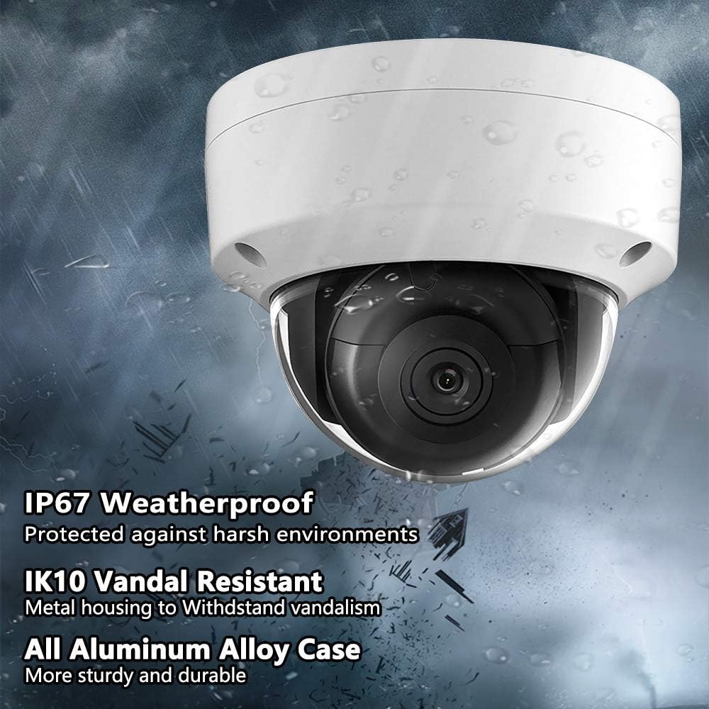 4K PoE Security IP Camera Dome 8MP Onvif IR Night Vision Weatherproof WideAngle 2.8mm Lens O793