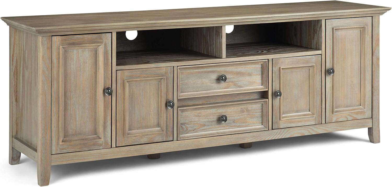 72 inch Solid Wood TV Media Stand with Storage Shelves and Cabinets B22142
