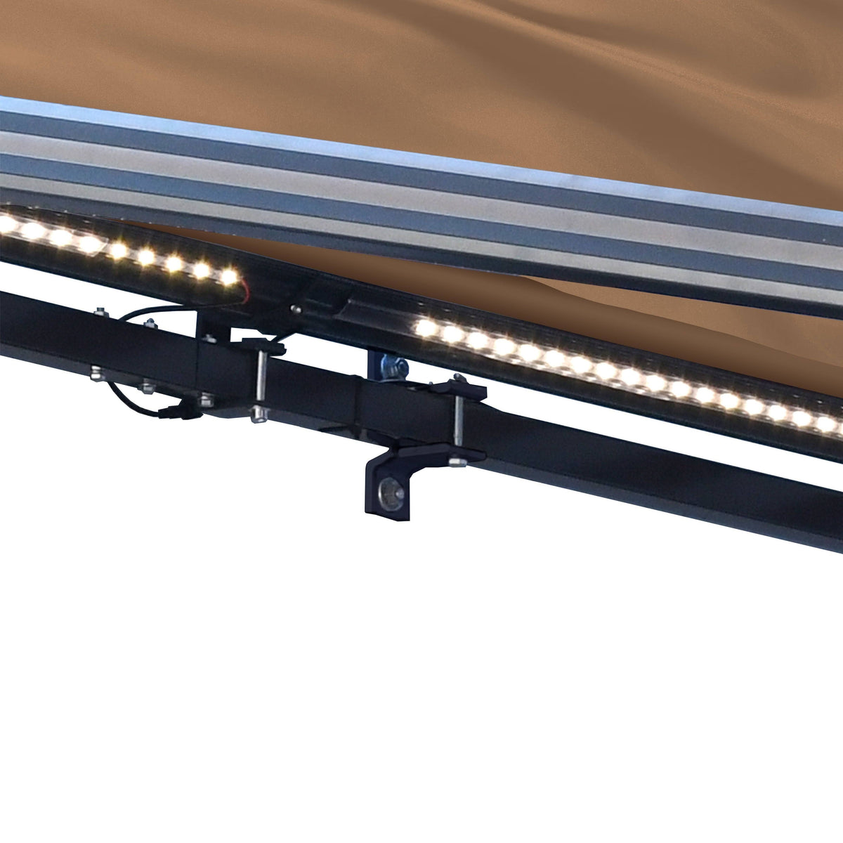 Motorized LED Half Cassette Retractable Awning 10 x 8 Feet, Sand H992