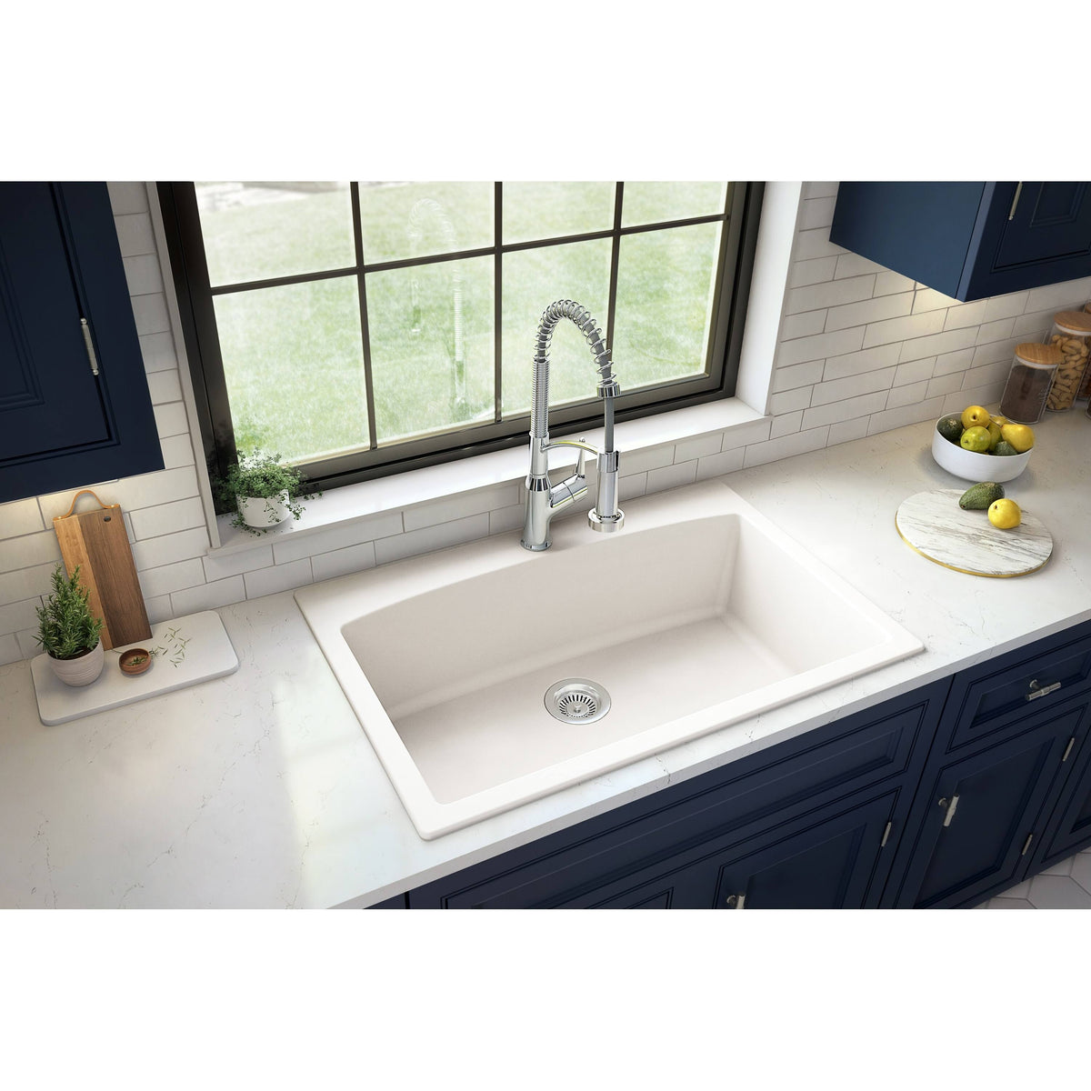 33x22 Drop In Quartz Composite Kitchen Sink, Grey H3705