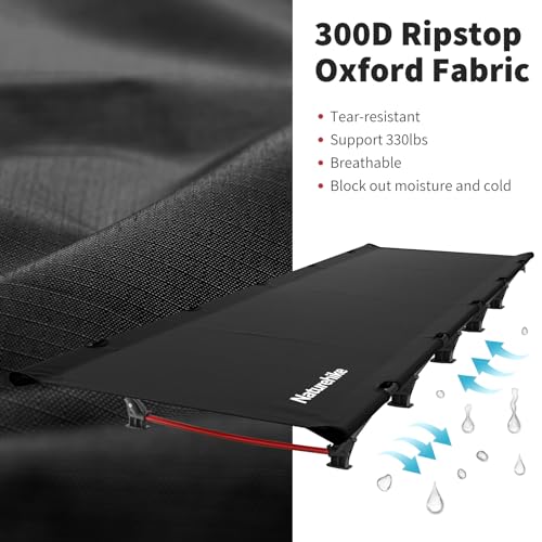 Dark Black Ultralight Folding Camping Cot with Carry Bag U90574