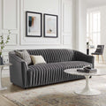 Charcoal Performance Velvet Channel Tufted Sofa F661