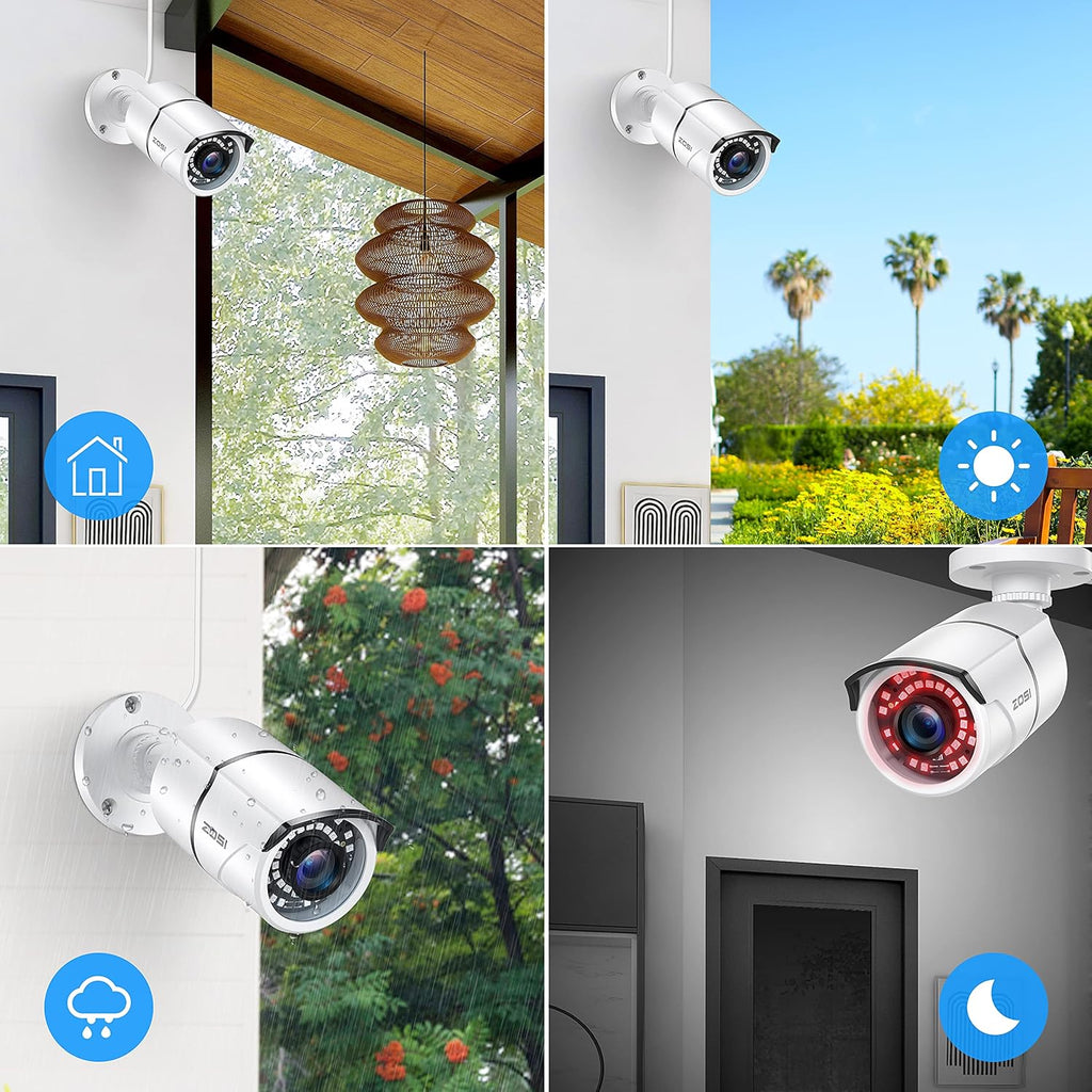 4 Pack 2MP 1080p HD-TVI Security Camera with 120ft Night Vision Y802