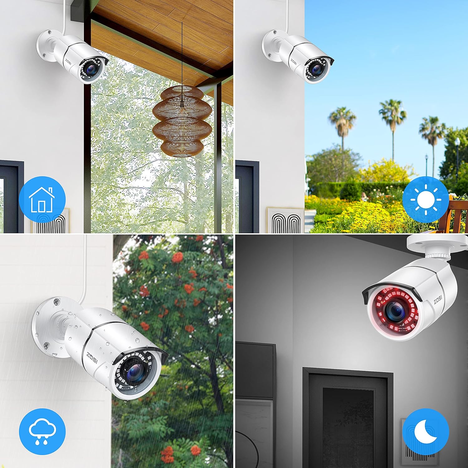 4 Pack 2MP 1080p HD-TVI Security Camera with 120ft Night Vision Y802