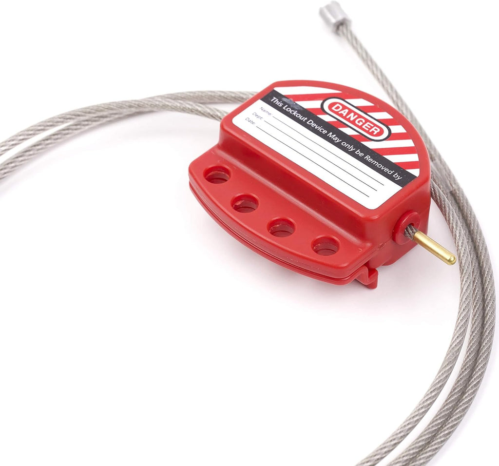 6 ft Adjustable Steel Cable Lockout Tagout Lock with Vinyl Coating V8330