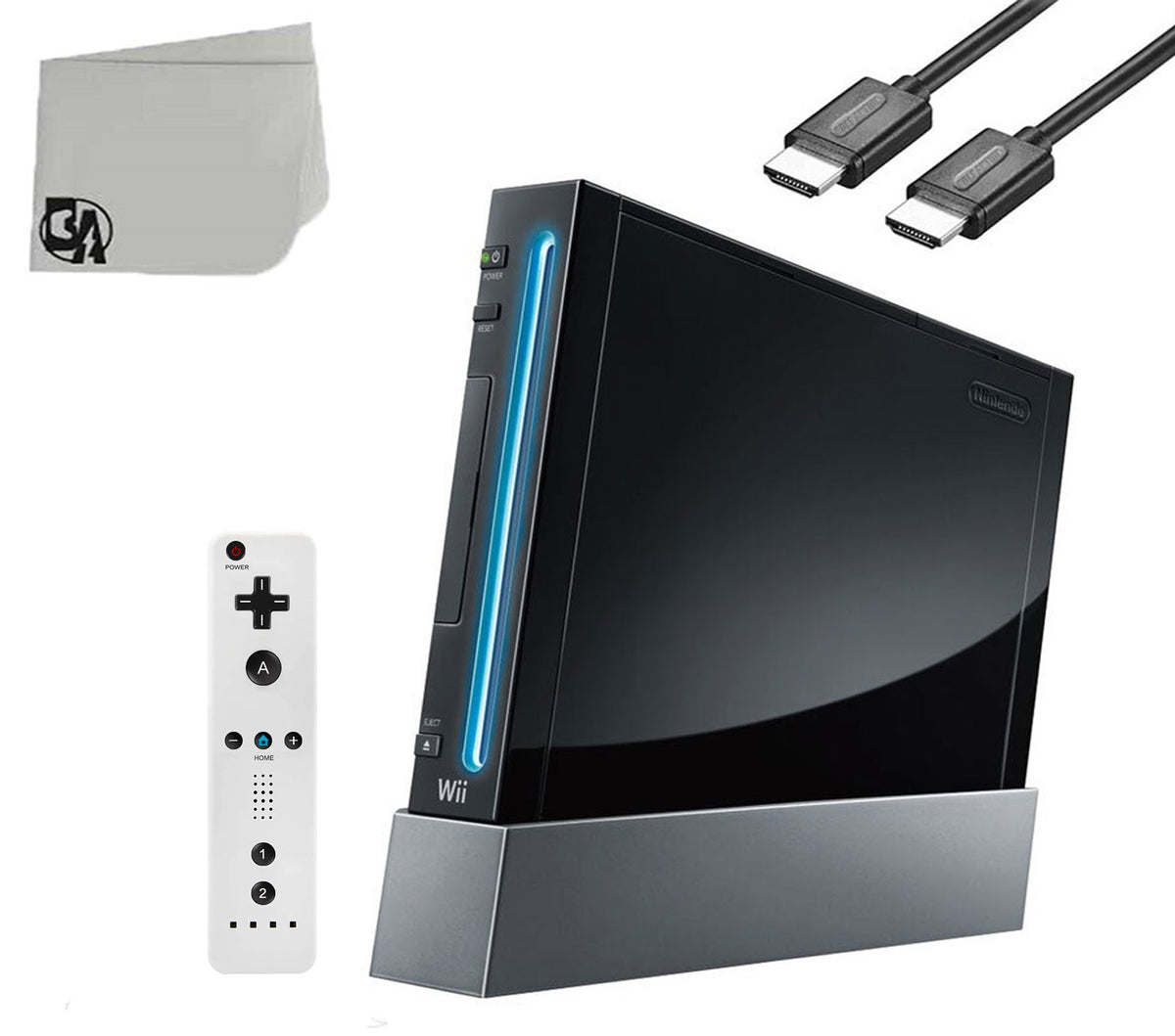 Wii Console Black with Wii Remote Controller Wireless Gamepad Silicone Case White Black HDMI Cable V652