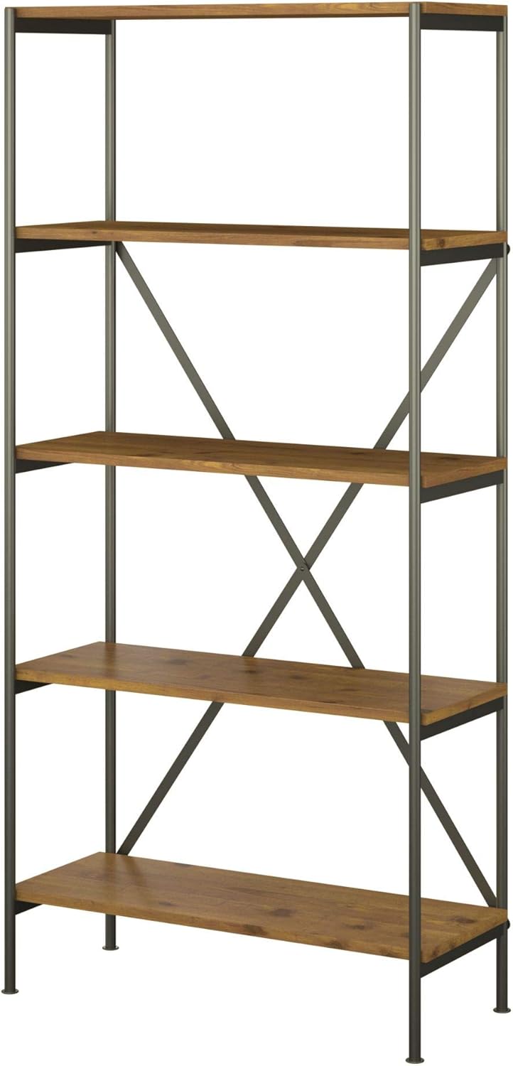 Vintage Golden Pine 5 Shelf Etagere Bookcase K73375