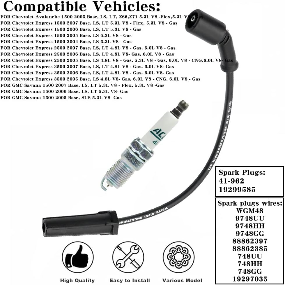Spark Plug Wire Set (16pcs) Spark Plugs (8pcs) Spark Plug Wires (8pcs) Pack of 2 N5045