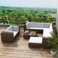 10 Piece Outdoor Patio Furniture Set with Coffee Table and Ottoman D316
