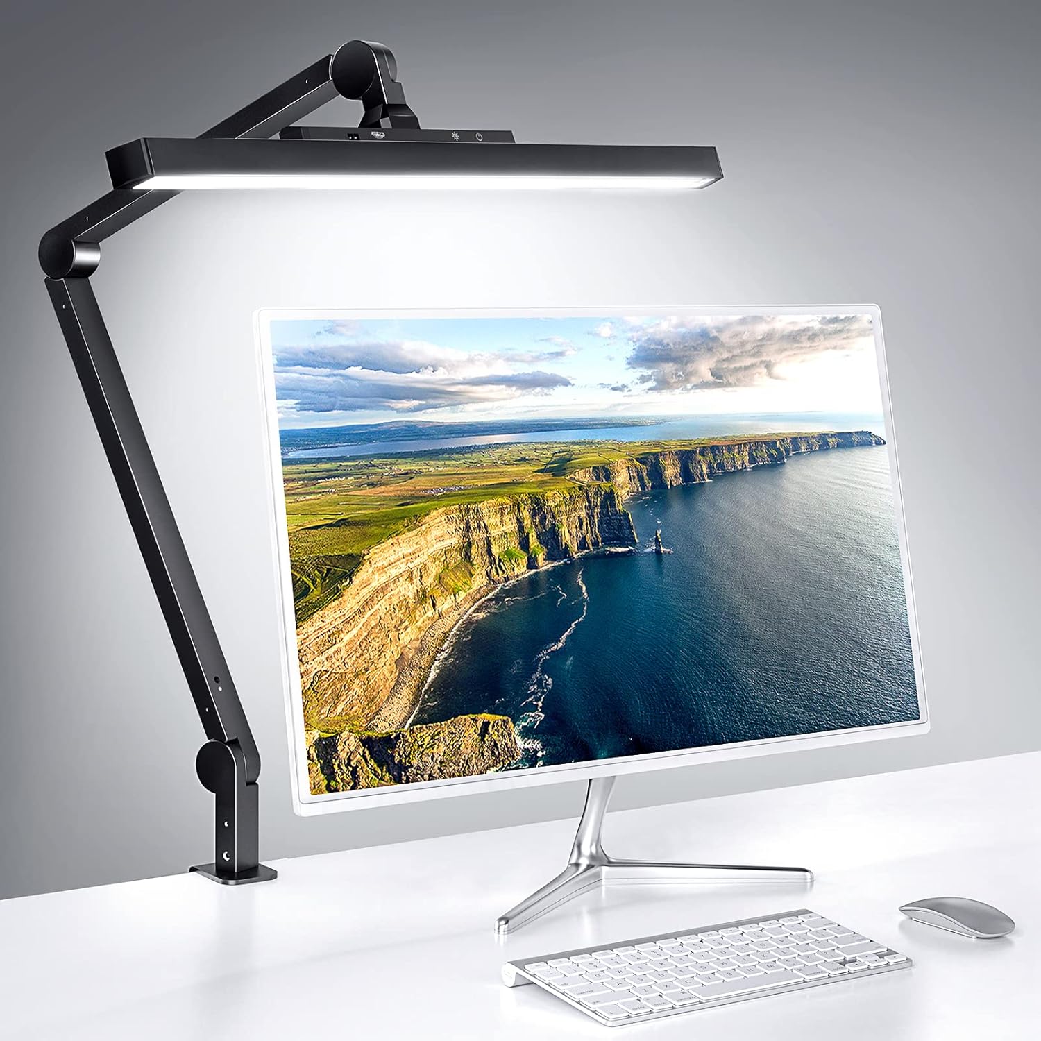 LED Desk Lamp with Clamp, Metal, Dimmable, 4 Color Modes V665049