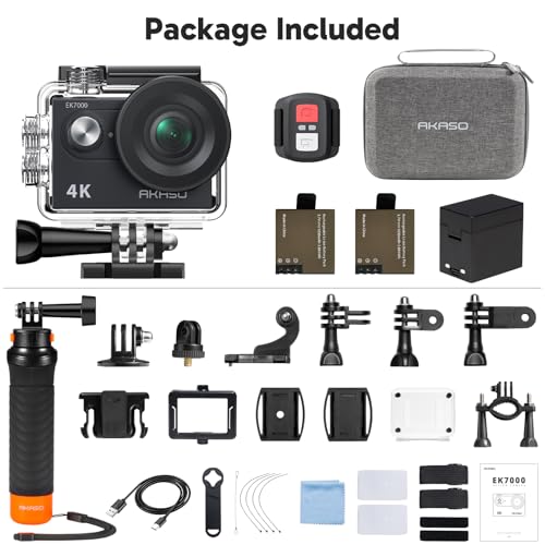 4K30fps Action Camera with 128GB MicroSDXC U3 Memory Card Accessories Kit Ultra HD 131FT Waterproof Camera EIS WiFi Remote Control 4X Zoom Underwater Camera Q1596