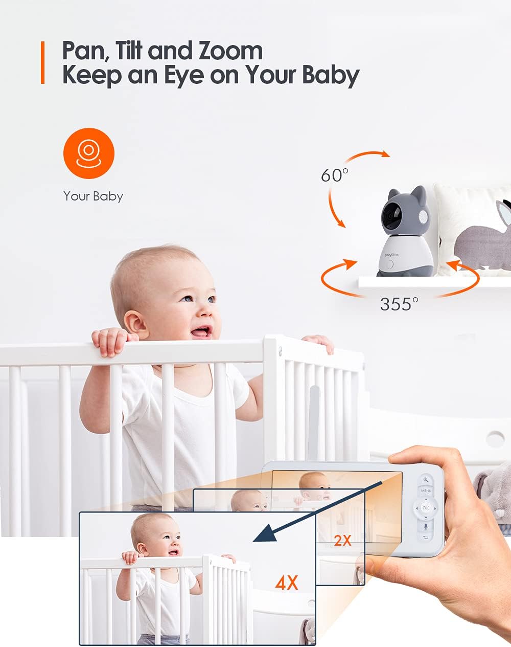 Video Baby Monitor with 1080P Pan/Tilt Camera and Infrared Night Vision Y9932