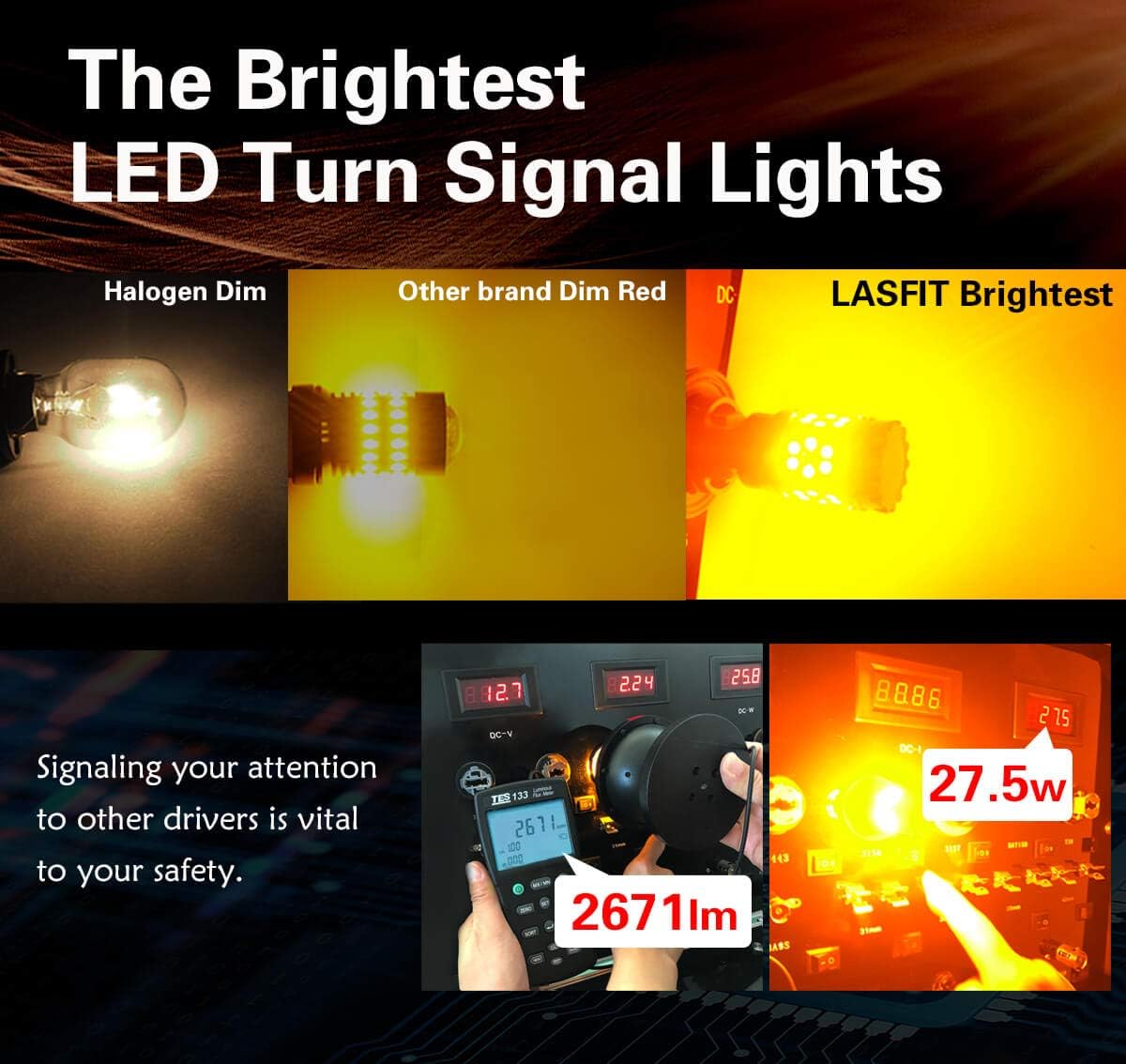 Amber 1156 LED Turn Signal Light Bulb (Pack of 2) T321009