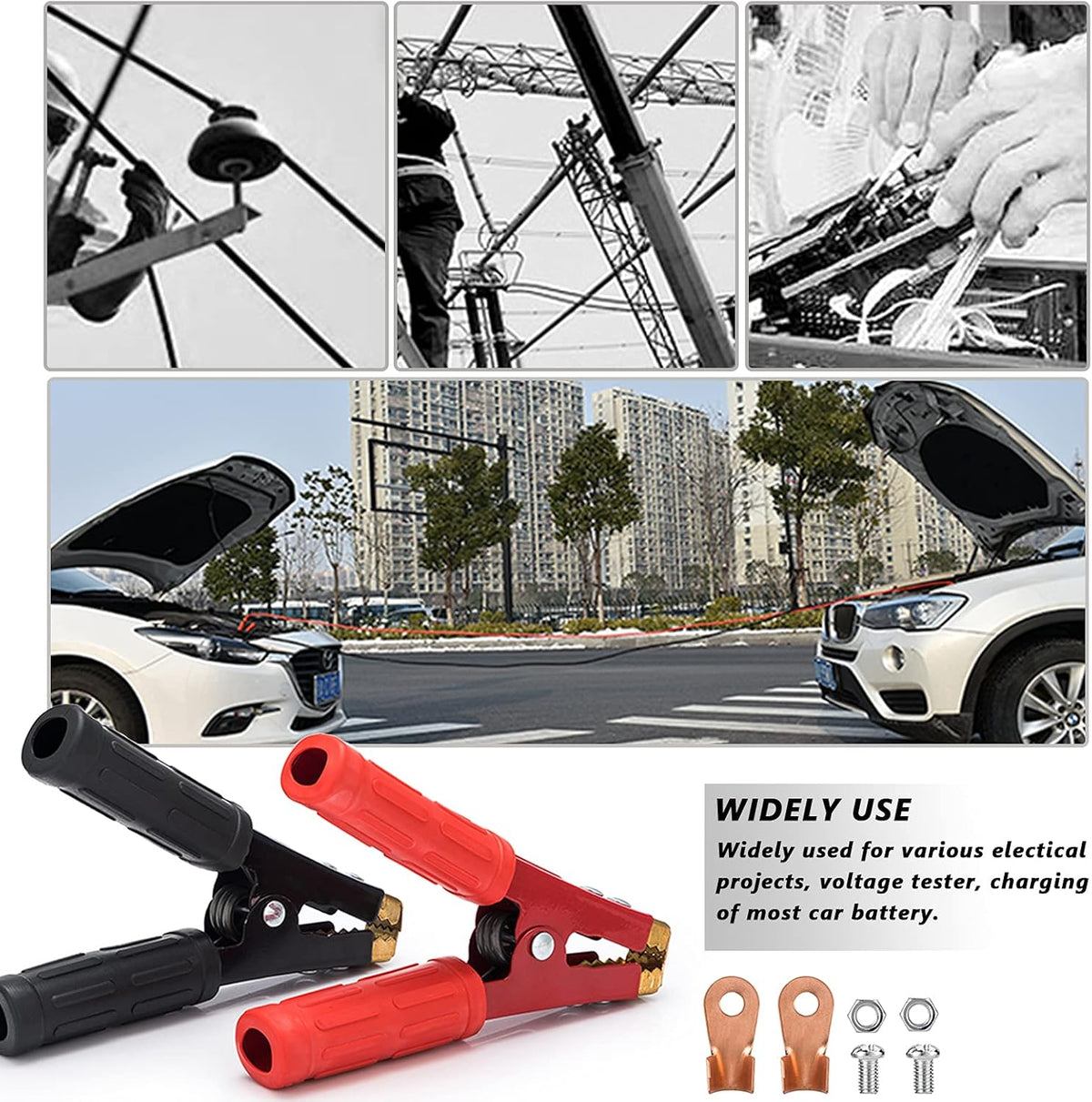 Heavy Duty Pure Copper Jumper Cables Car Battery Charger Clamps (2 PCS) V261
