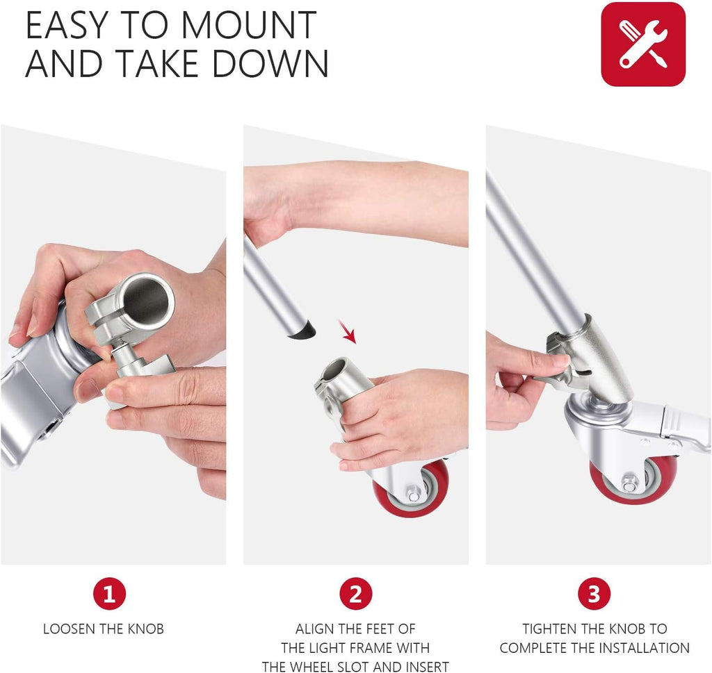 3 Packs Swivel Caster Wheels Set with 75mm Diameter, Durable Metal Construction with Rubber Base E475050
