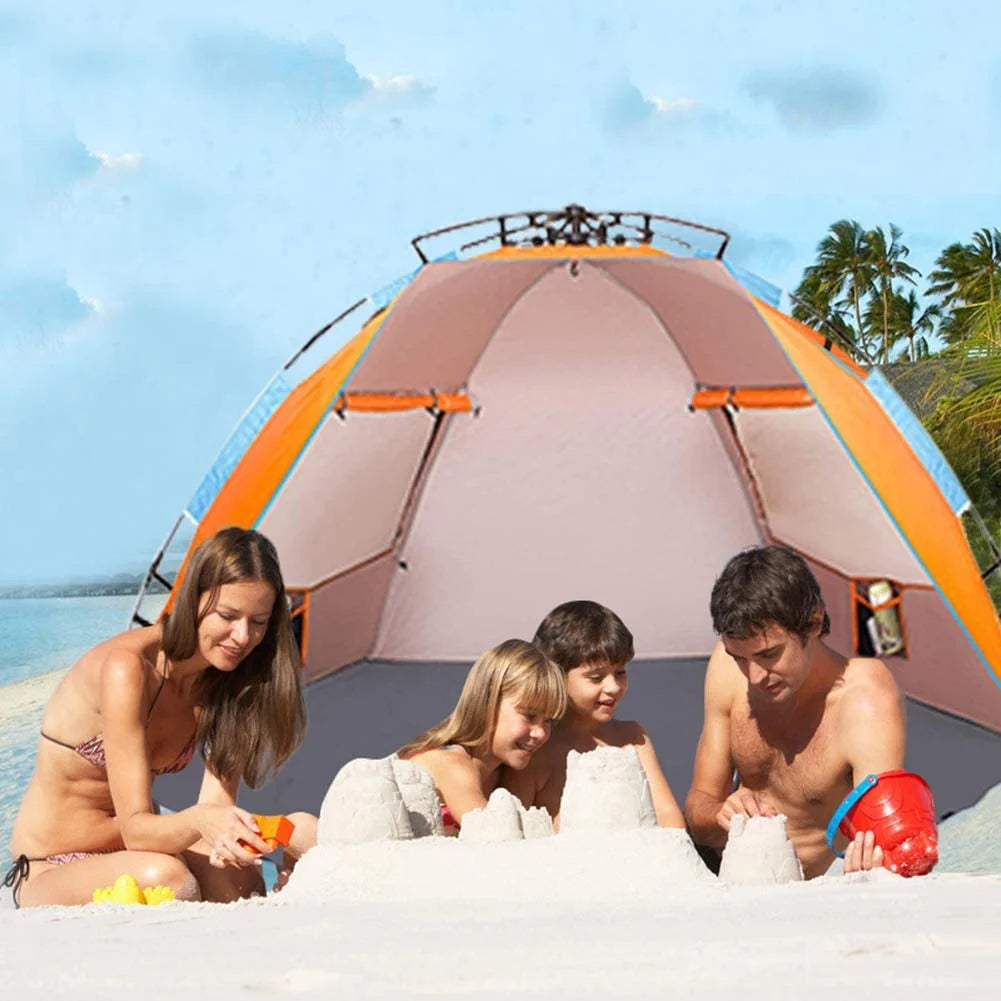 X-Large 4 Person Pop Up Beach Tent with Carry Bag, Orange D794