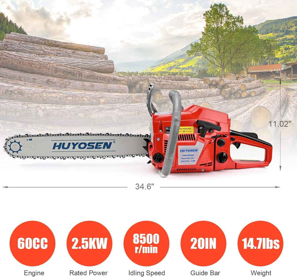 60CC 2-Cycle Gas Powered 20-Inch Chainsaw J9987