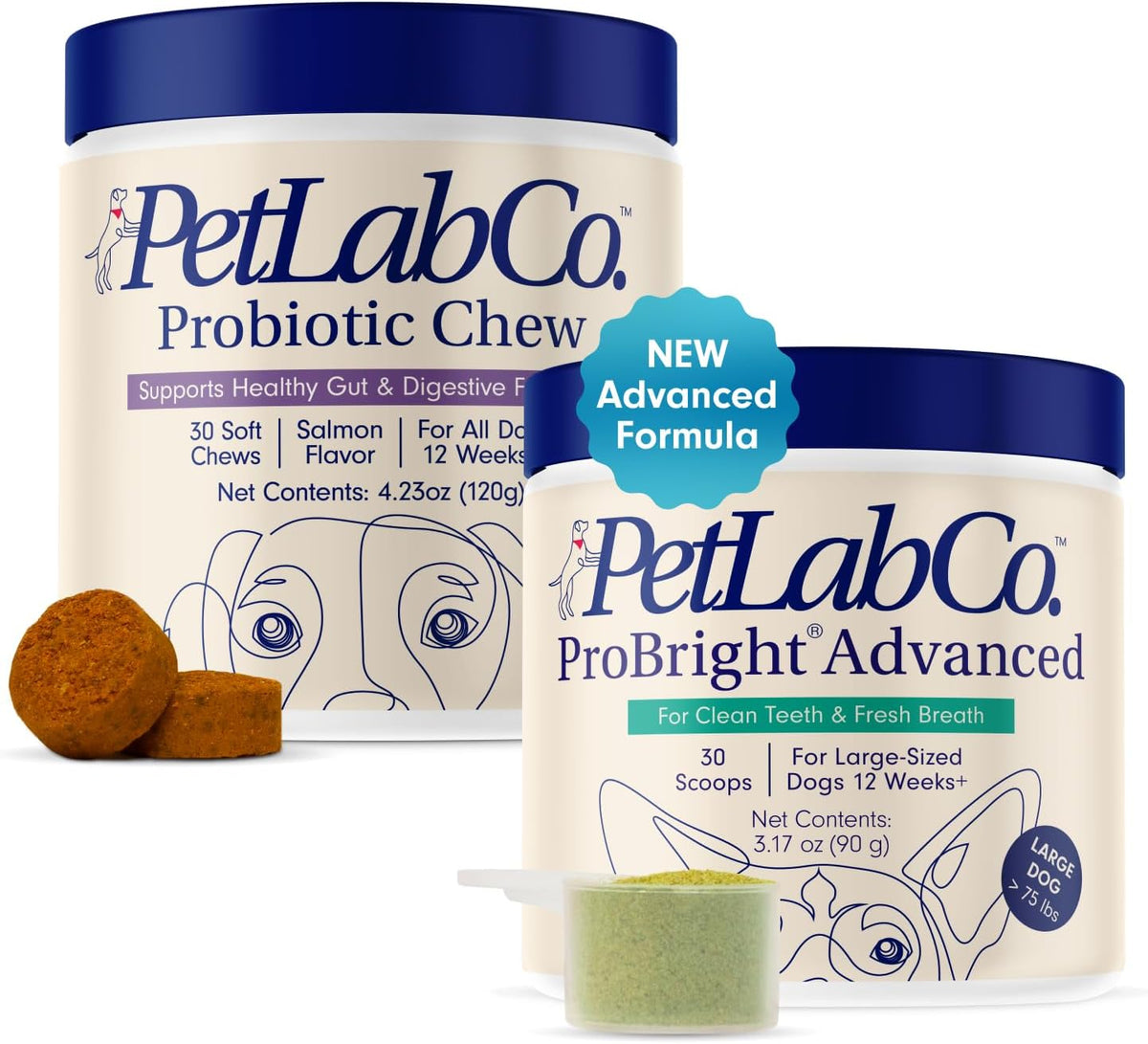 Gut & Breath Bundle: Dental Powder for Fresh Breath, Salmon Dog Probiotics M634921