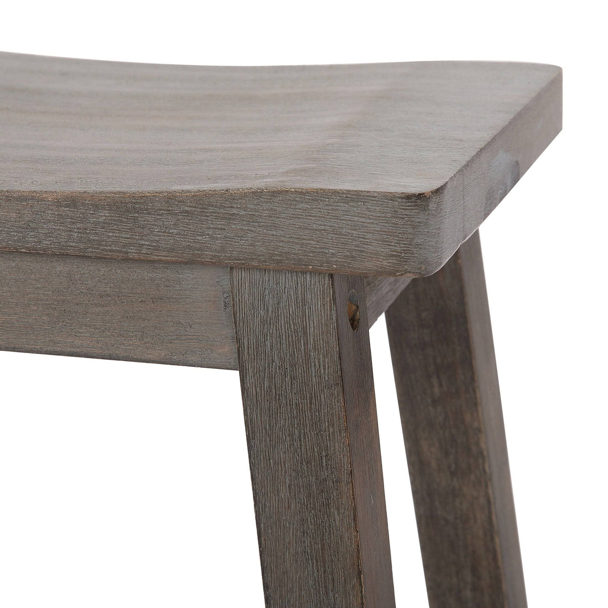 Solid Wood Saddle Counter Stool Open Gray Z502