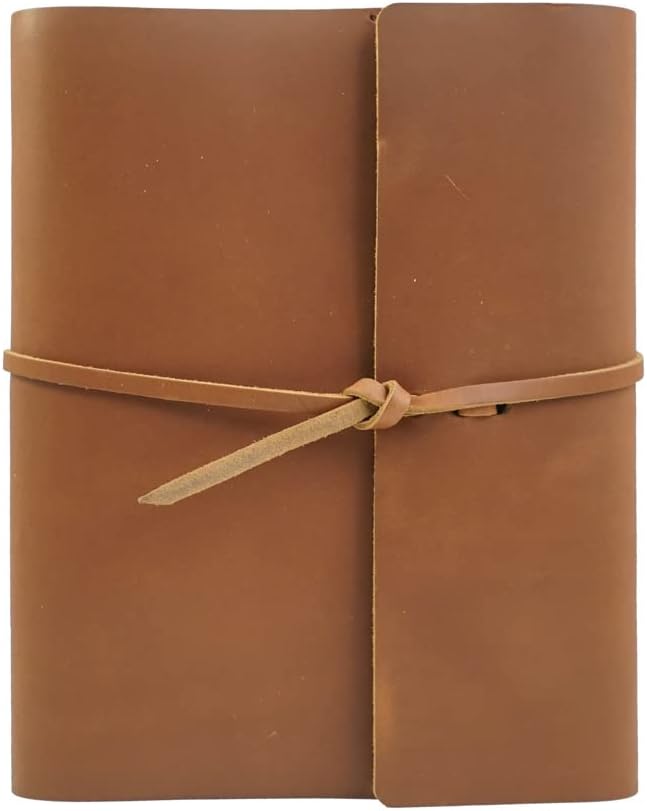 Large Refillable Leather Notebook Journal Diary, Top Grain, Lined Pages, Dark Brown, Medium, Pack of 2 W4368