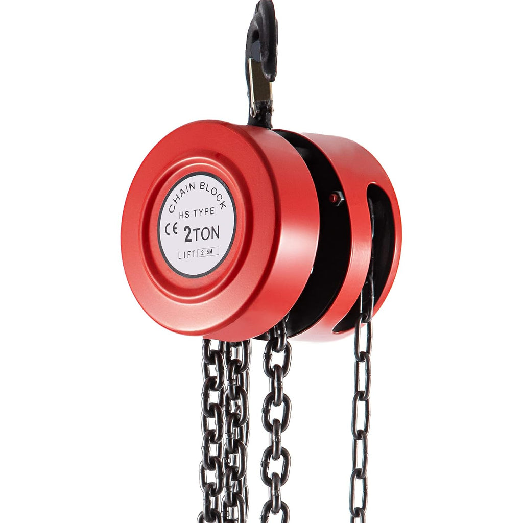 Red Pack of 2 Manual Chain Hoist, 4400 lbs Capacity, 8ft Lift Z526541