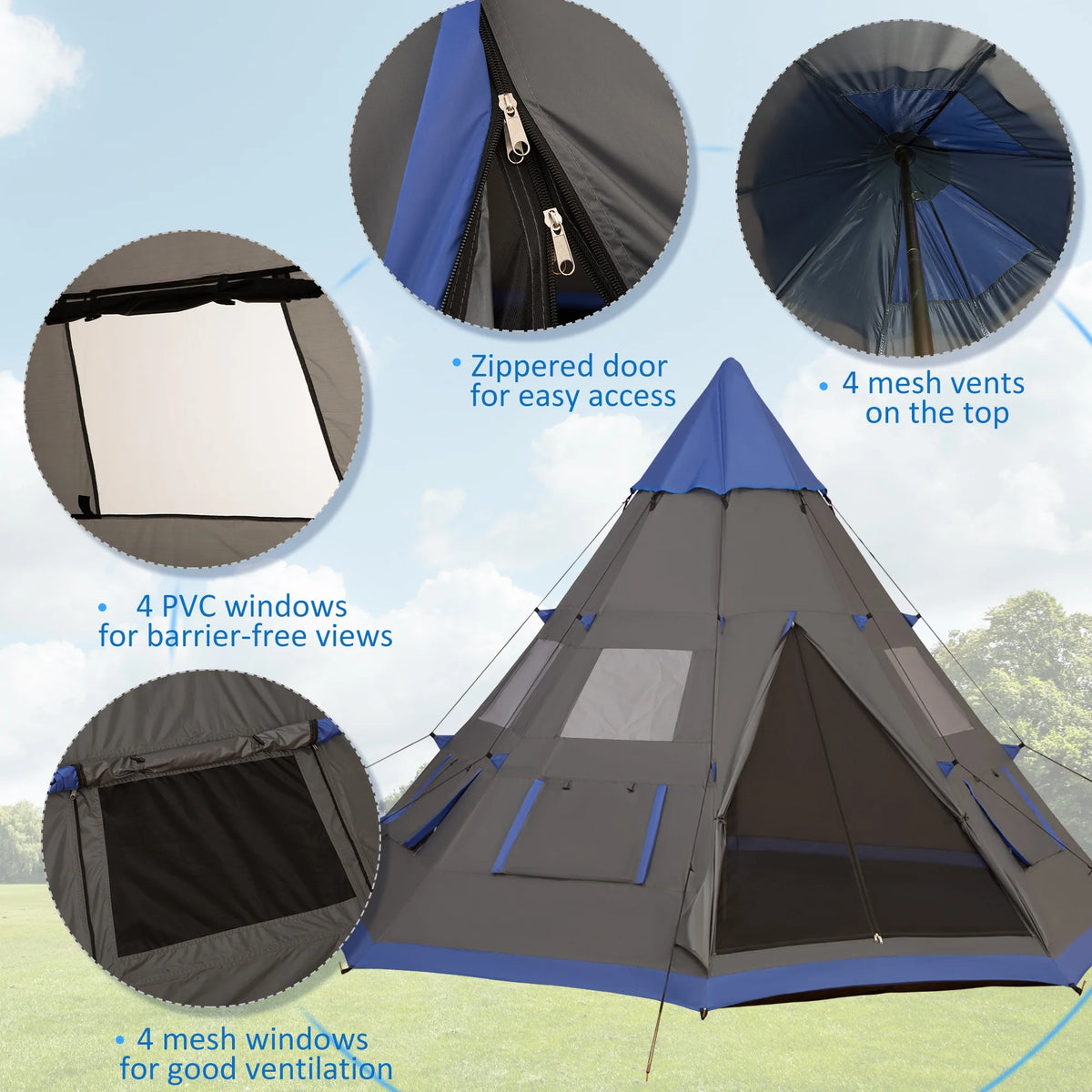 12Ft 4 Season Camping Tent with 8 Mesh Windows N188975